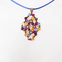 Pendant 40cm - Malvina Rhombus S-Lavender Leather - Pendant 40cm - Laiton bronze